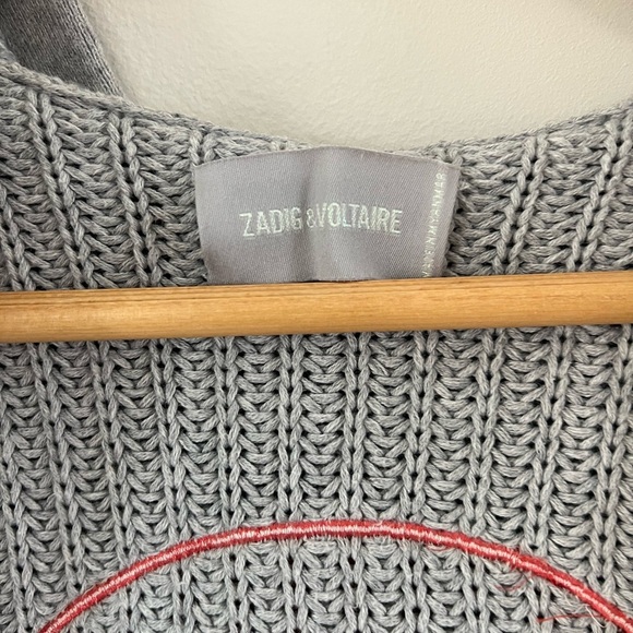 Zadig & Voltaire Moore Light Grey Hooded Knit Cardigan Sweater Size XS/S - Picture 9 of 14